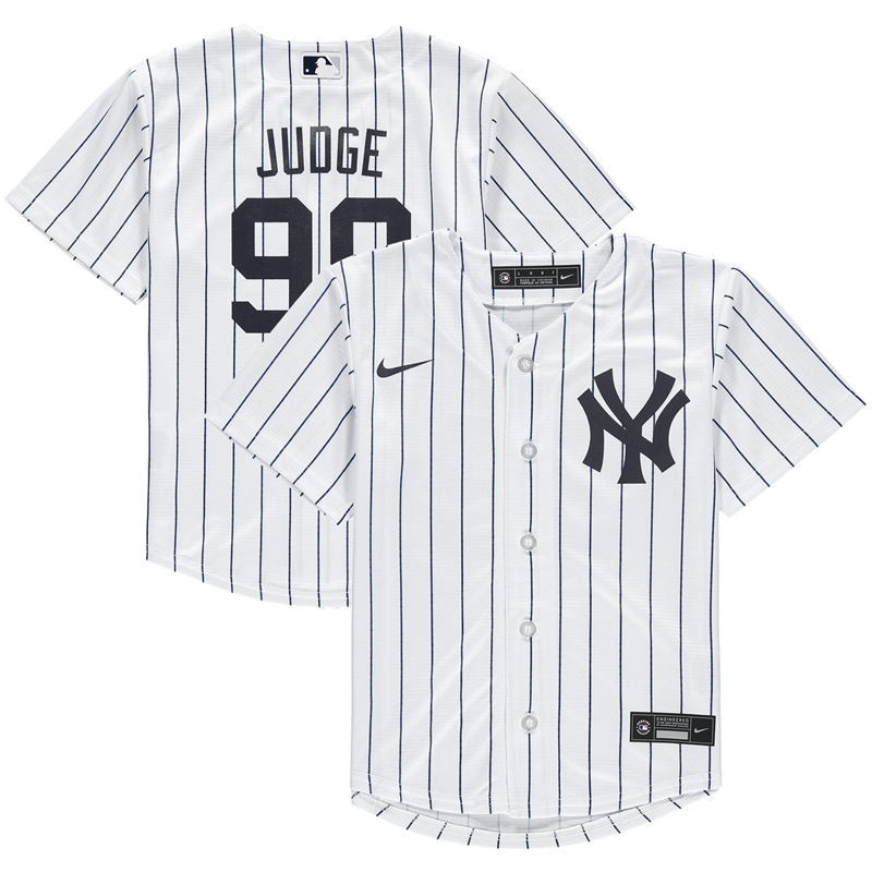 2020 MLB Men Preschool New York Yankees #99 Aaron Judge Nike White Home 2020 Replica Player Jersey 1->new york yankees->MLB Jersey